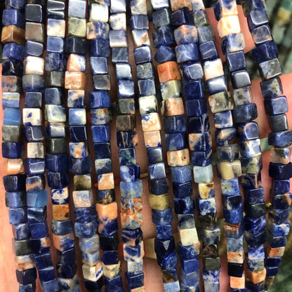 Mix Color Sodalite Cube Beads  4mm 6mm 15''