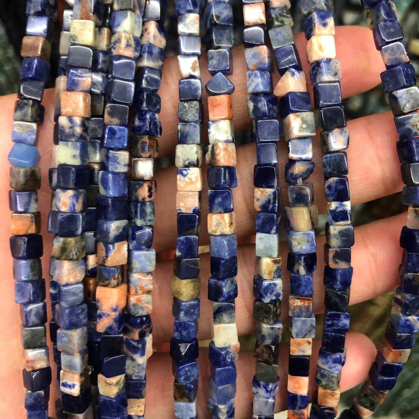 Mix Color Sodalite Cube Beads  4mm 6mm 15''