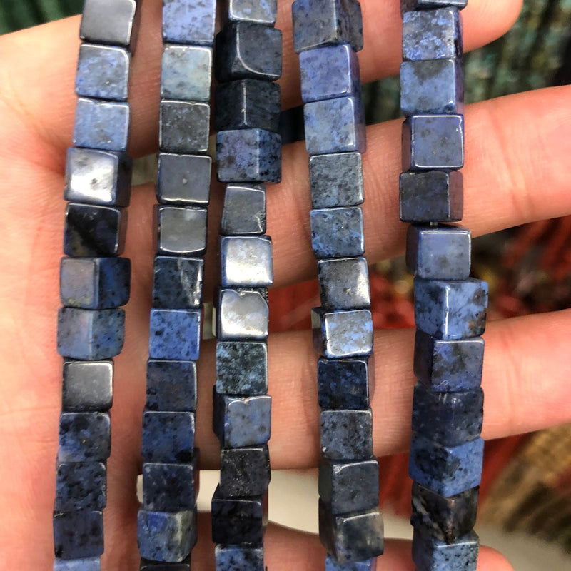Dumortierite Stone Cube Beads 4mm 6mm 15''