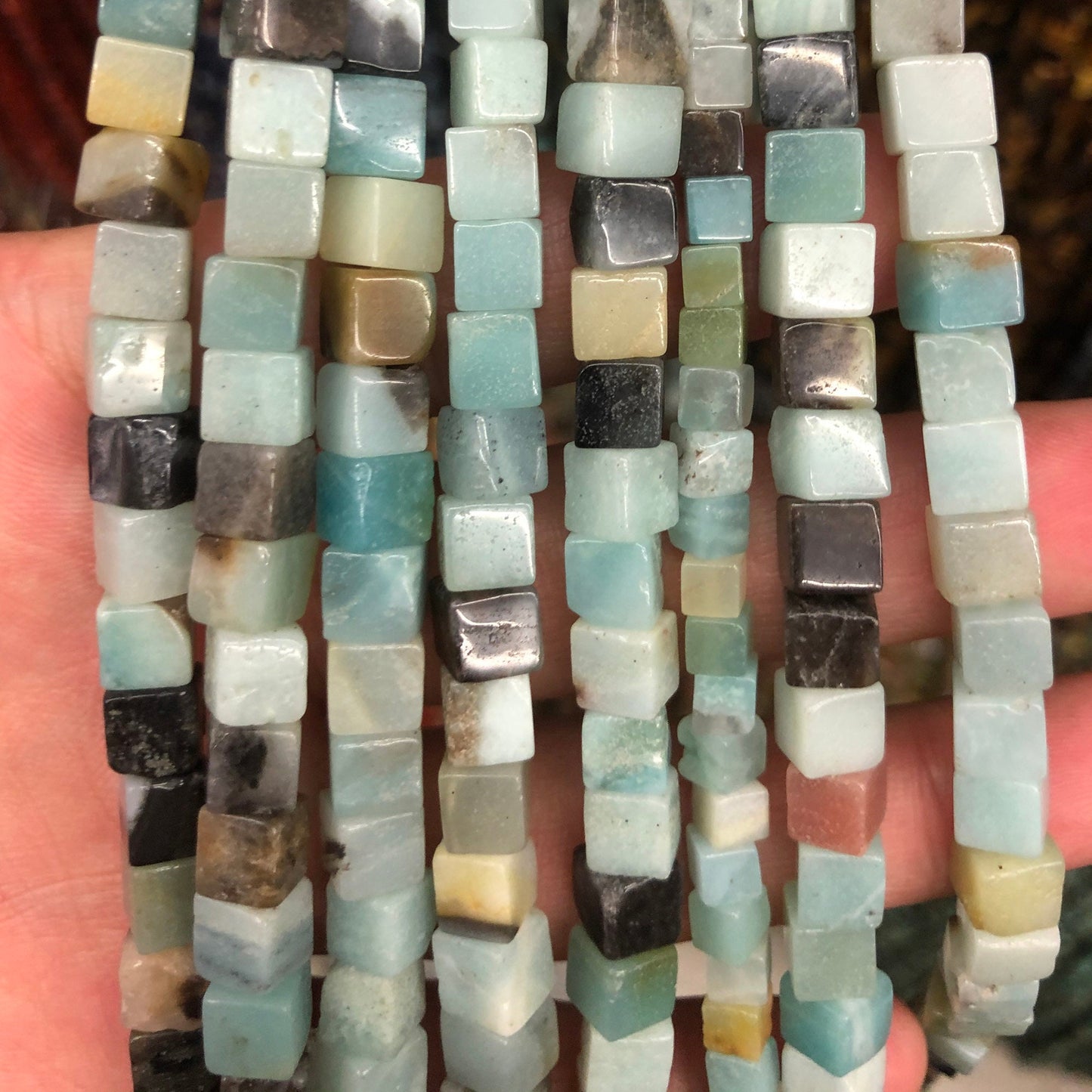 Mix Color Amazonite Cube Beads 4mm 6mm 15''