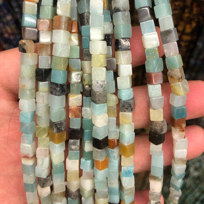 Mix Color Amazonite Cube Beads 4mm 6mm 15''