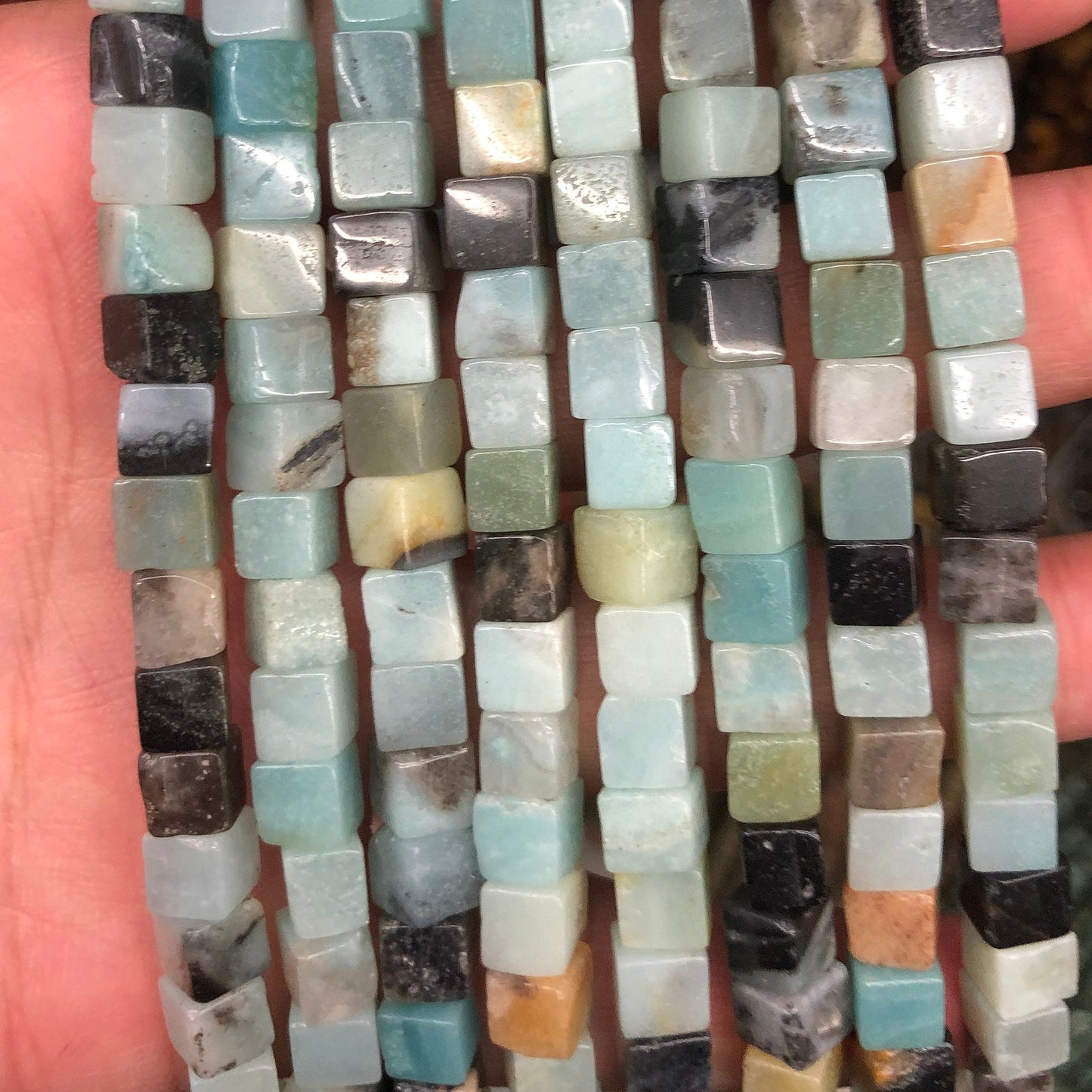 Mix Color Amazonite Cube Beads 4mm 6mm 15''