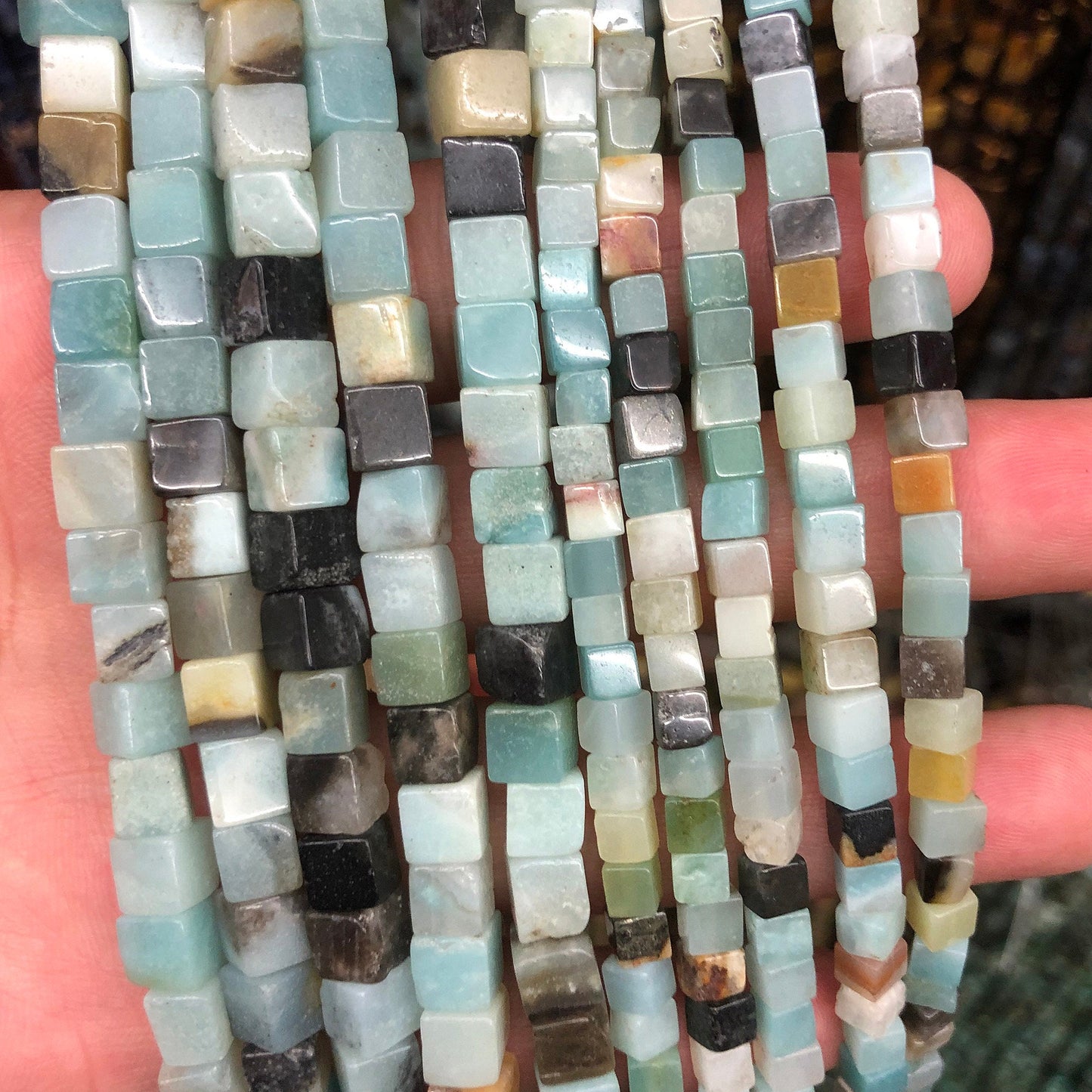 Mix Color Amazonite Cube Beads 4mm 6mm 15''