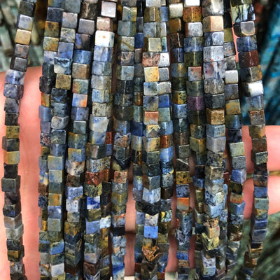 Rainbow Dumortierite Stone Cube Beads 4mm 15''