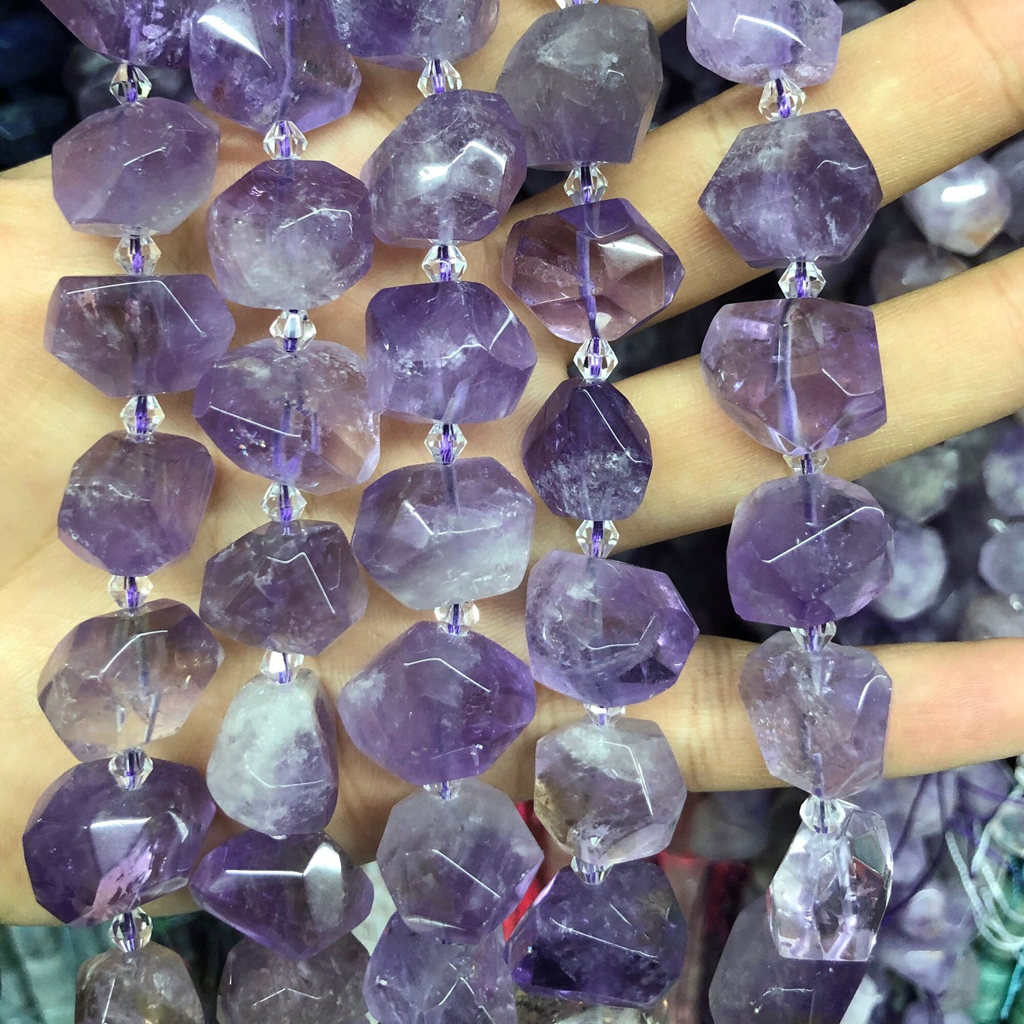 Amethyst Nugget Faceted Beads Natural Gemstone Beads 18-20mm 15pcs