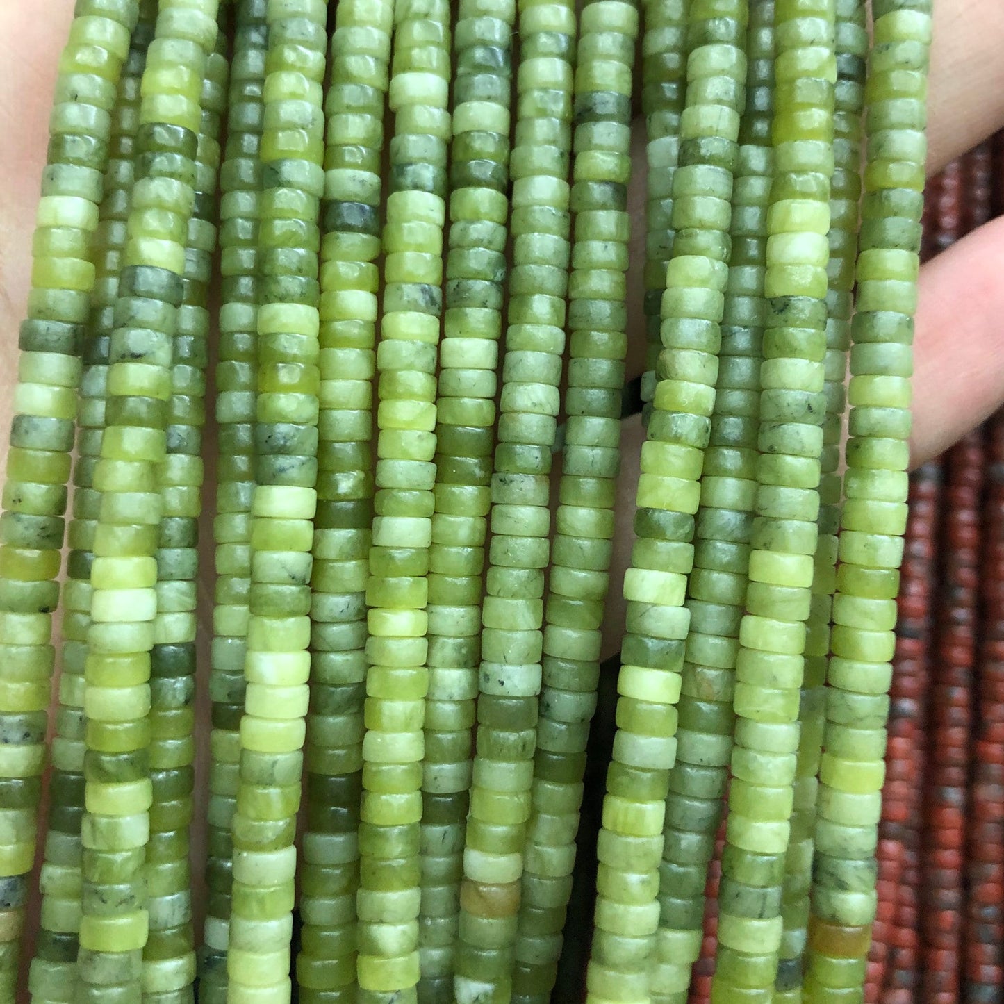 2x4mm Green Jasper Rondelle Beads  15''
