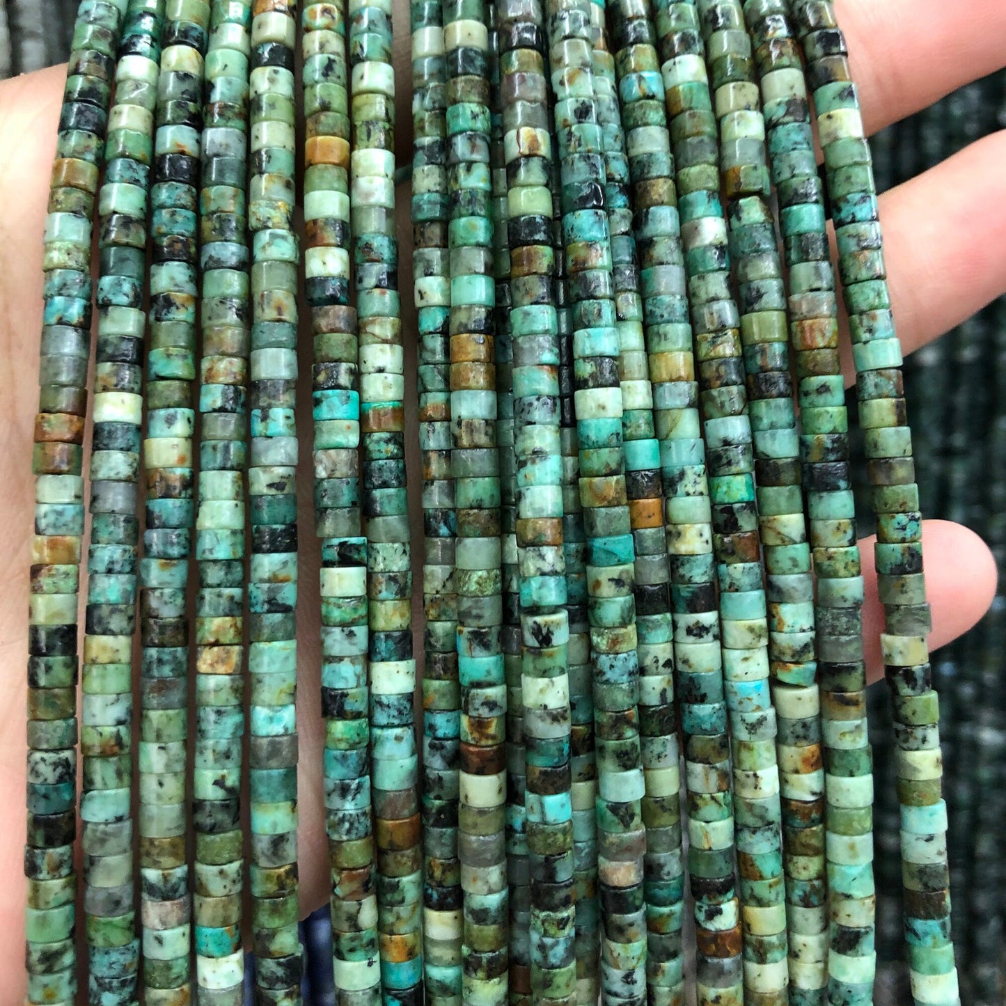 2-3x4mm African Turquoise Rondelle Beads  15''
