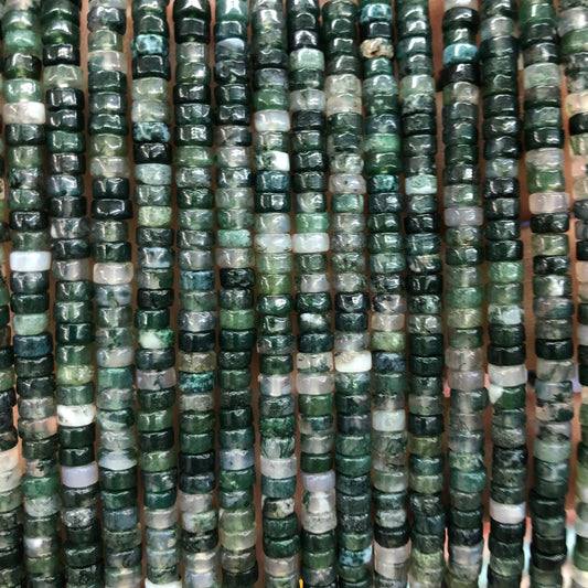 2x4mm Moss Agate Rondelle Beads 15''