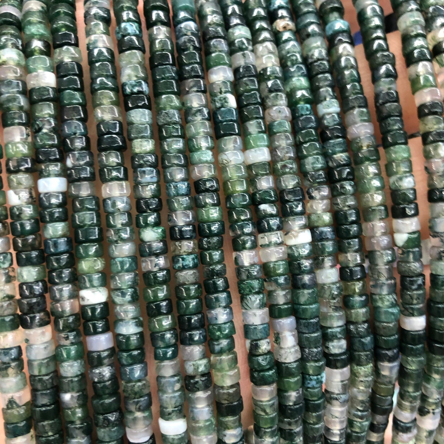 2x4mm Moss Agate Rondelle Beads 15''