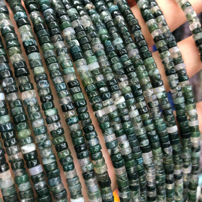 2x4mm Moss Agate Rondelle Beads 15''