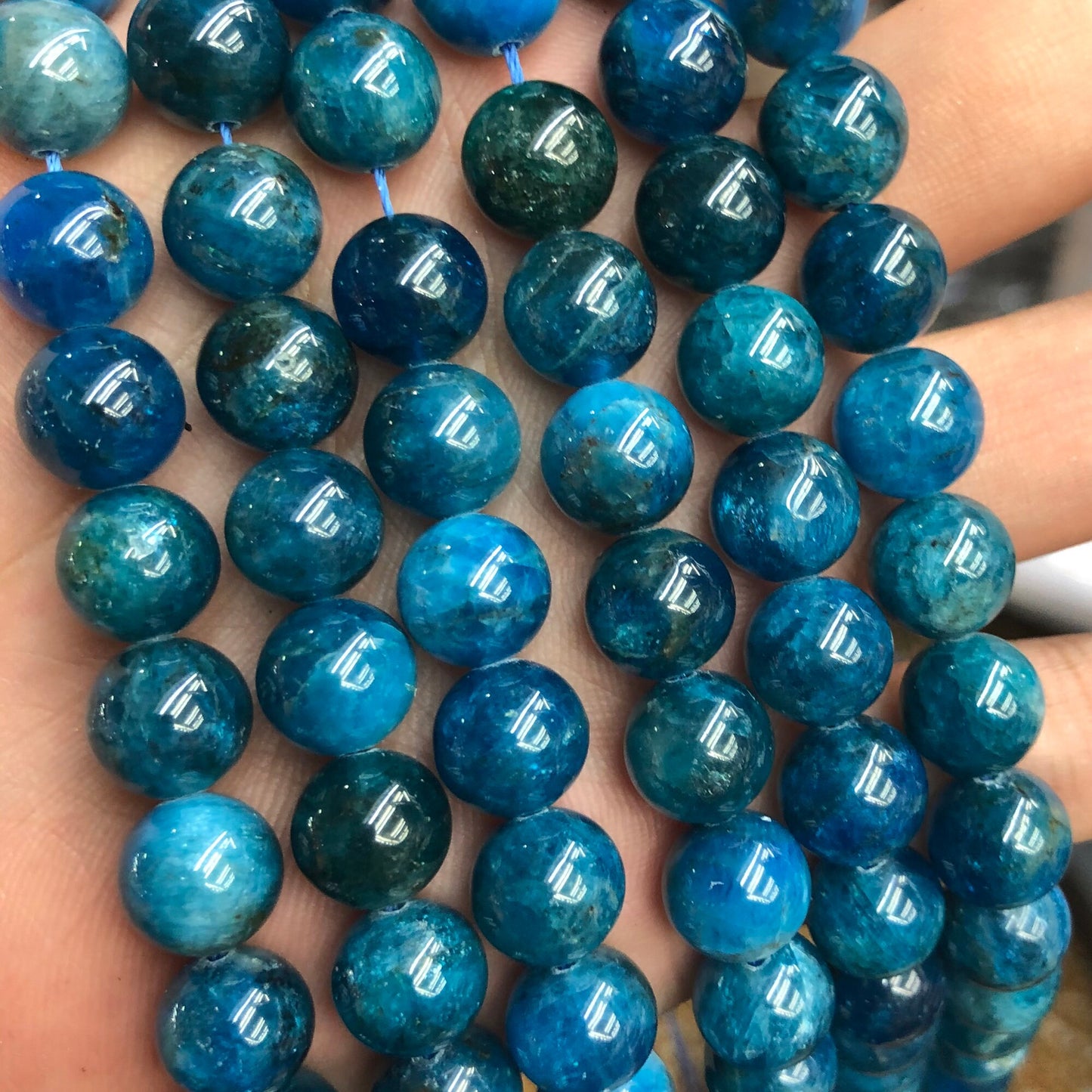 Blue Apatite Beads 4mm 6mm 8mm 10mm 15''