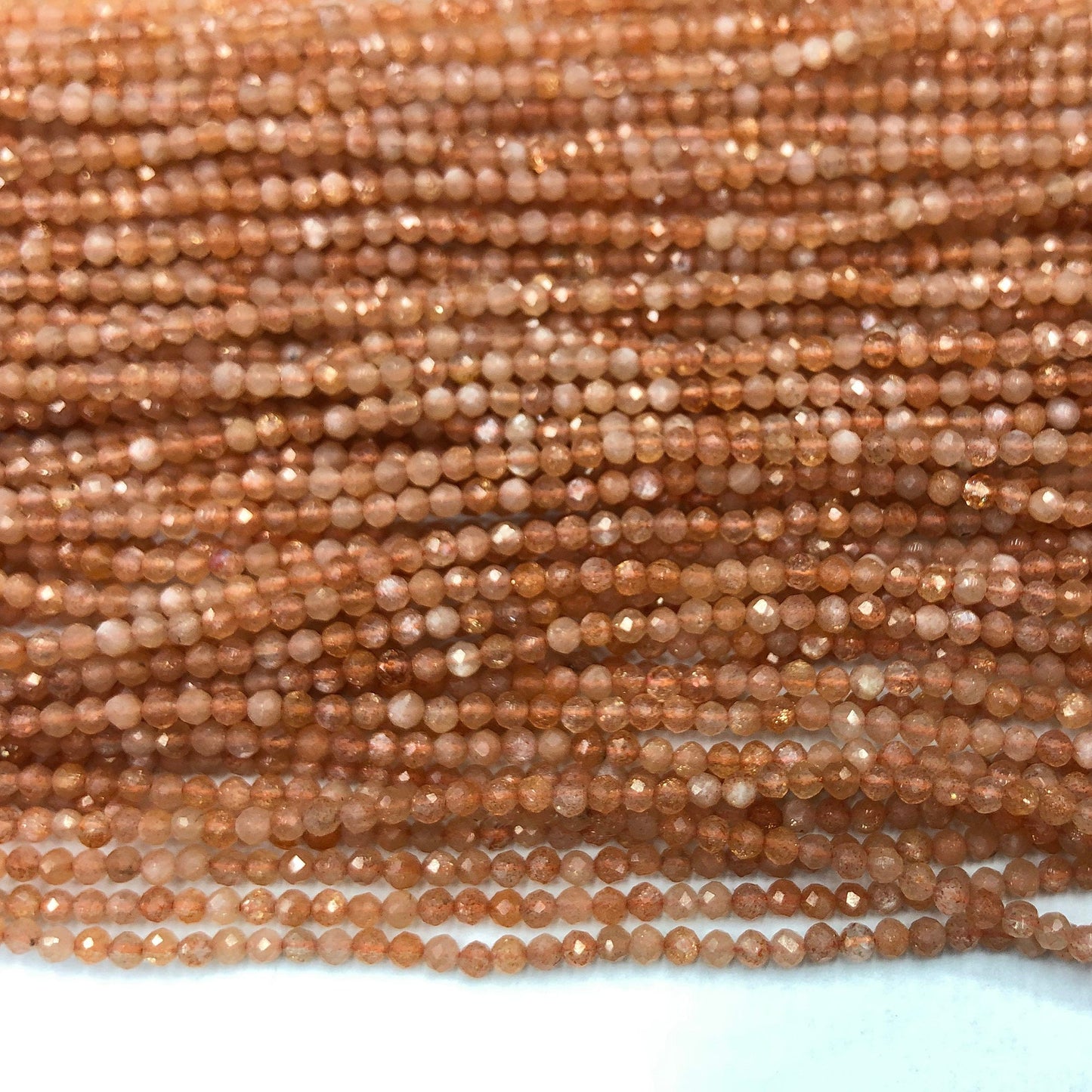 Genuine Gold Sunstone Faceted Beads  2mm 3mm 4mm 15''