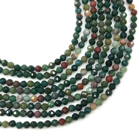 Red Green Bloodstone Faceted Beads 2mm 3mm 4mm 15''