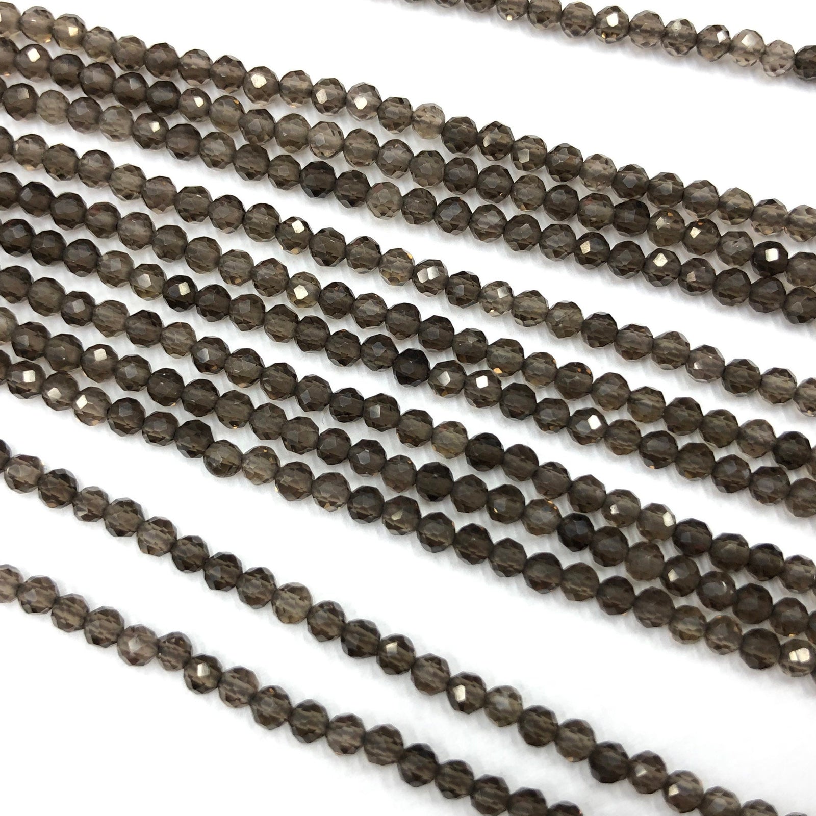 Perles à facettes en quartz fumé 2 mm 3 mm 4 mm 15''