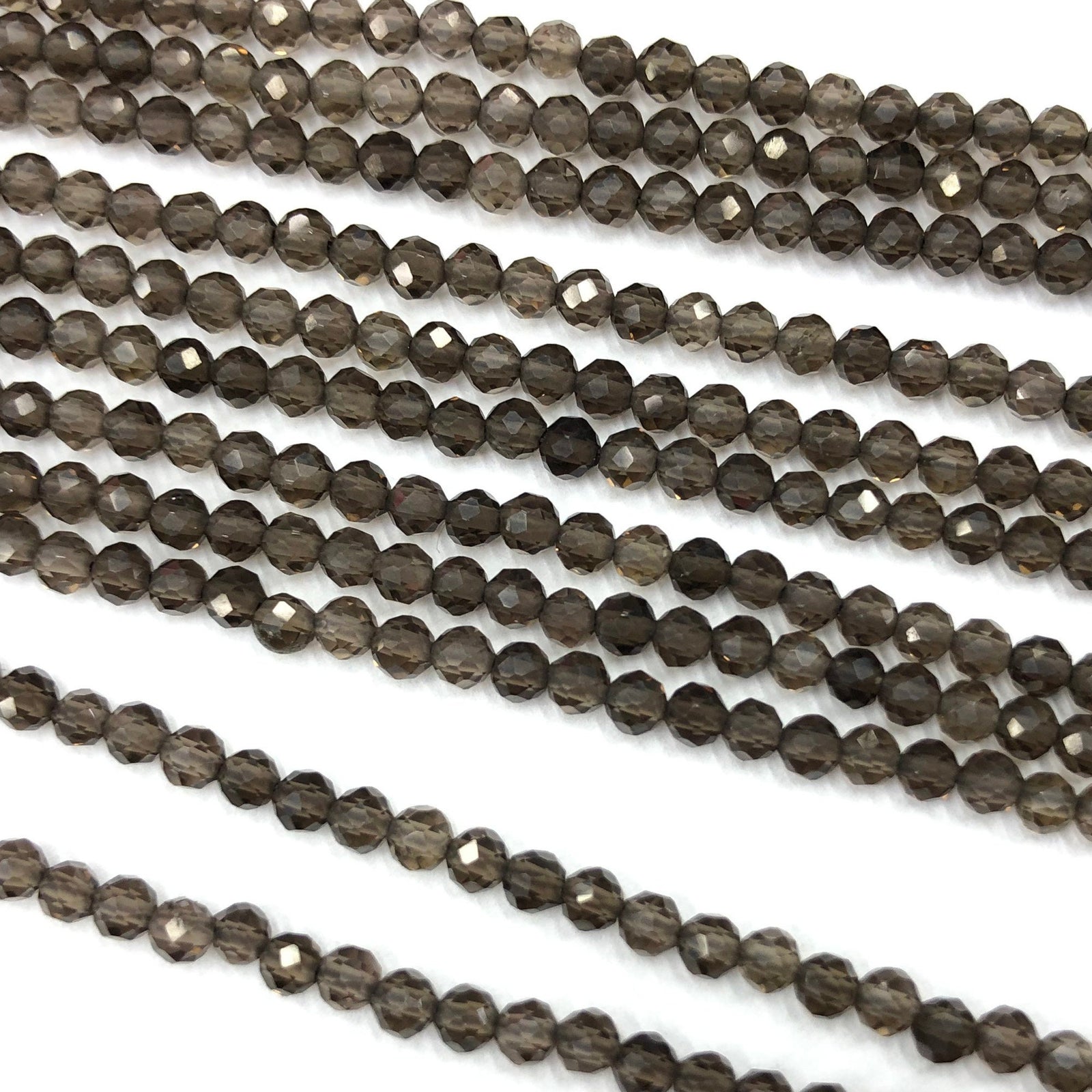 Perles à facettes en quartz fumé 2 mm 3 mm 4 mm 15''