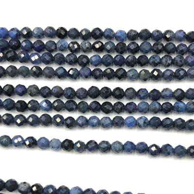 Dumortierite Faceted Bead  2mm 3mm 4mm 15''