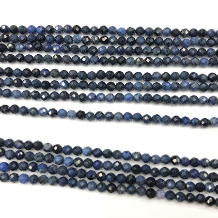 Dumortierit facetperle 2mm 3mm 4mm 15''