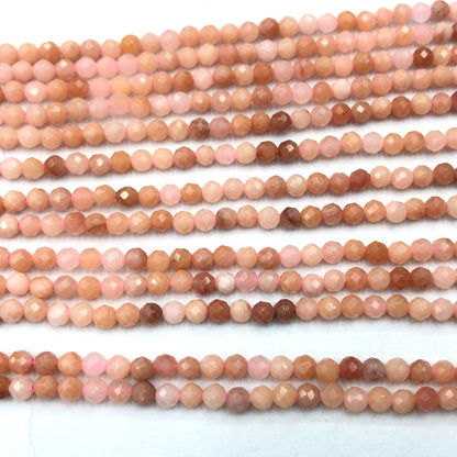 Pink Aventurine Faceted Bead, Natural Gemstone , Round Stone  2mm 3mm 4mm 15''