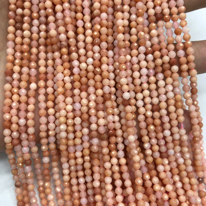 Pink Aventurine Faceted Bead, Natural Gemstone , Round Stone  2mm 3mm 4mm 15''