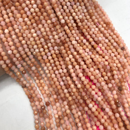 Pink Aventurine Faceted Bead, Natural Gemstone , Round Stone  2mm 3mm 4mm 15''