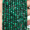 Genuine Malachite Faceted Cube Beads 4-5mm 15''