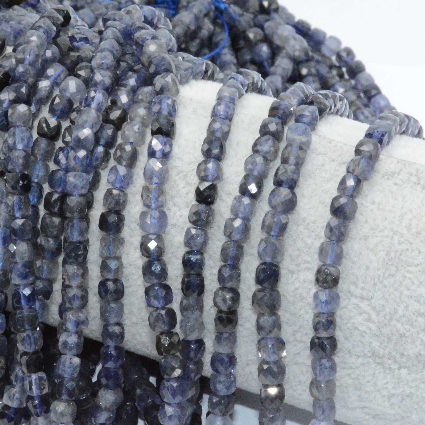 Blue Iolite Faceted Cube Beads 4mm 15''