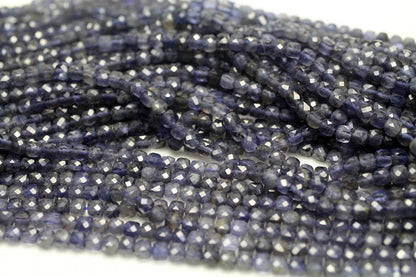 Blue Iolite Faceted Cube Beads 4mm 15''