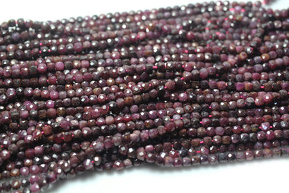 Dark Ruby Cube Faceted Beads  4mm 15''