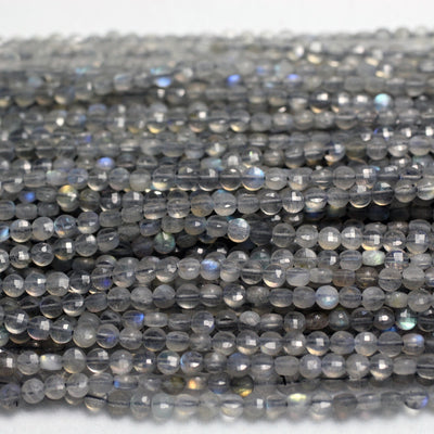 Labradorite Coin Faceted Beads 4mm 15''