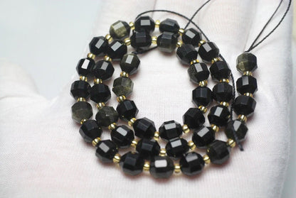 Guld Obsidian facetteret, Naturlig Ædelsten, Nugget Stone 6mm 8mm 10mm 15''