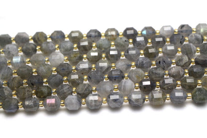 Perles à facettes en tube de labradorite 8 mm 10 mm 15''