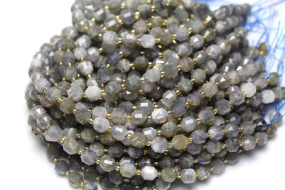 Perles à facettes en tube de labradorite 8 mm 10 mm 15''