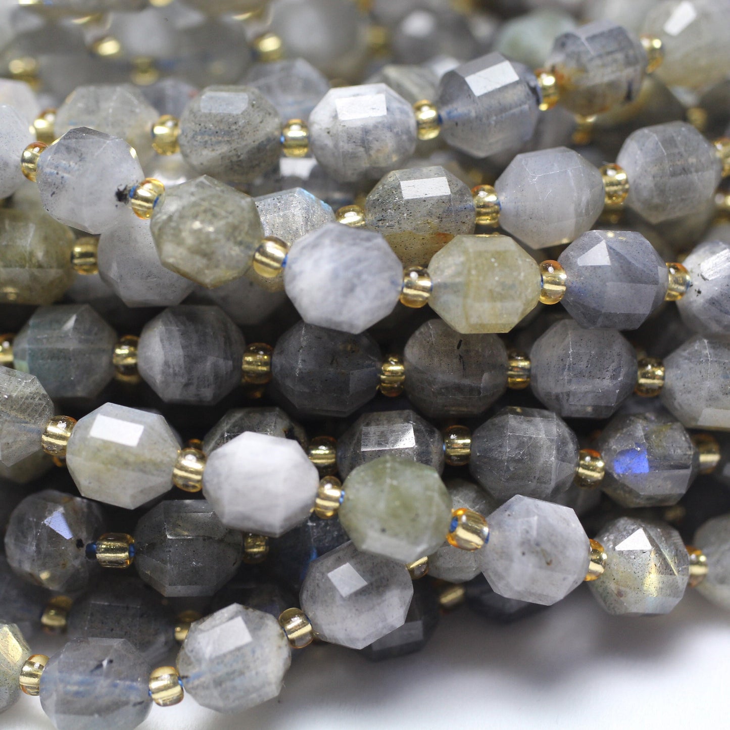 Perles à facettes en tube de labradorite 8 mm 10 mm 15''