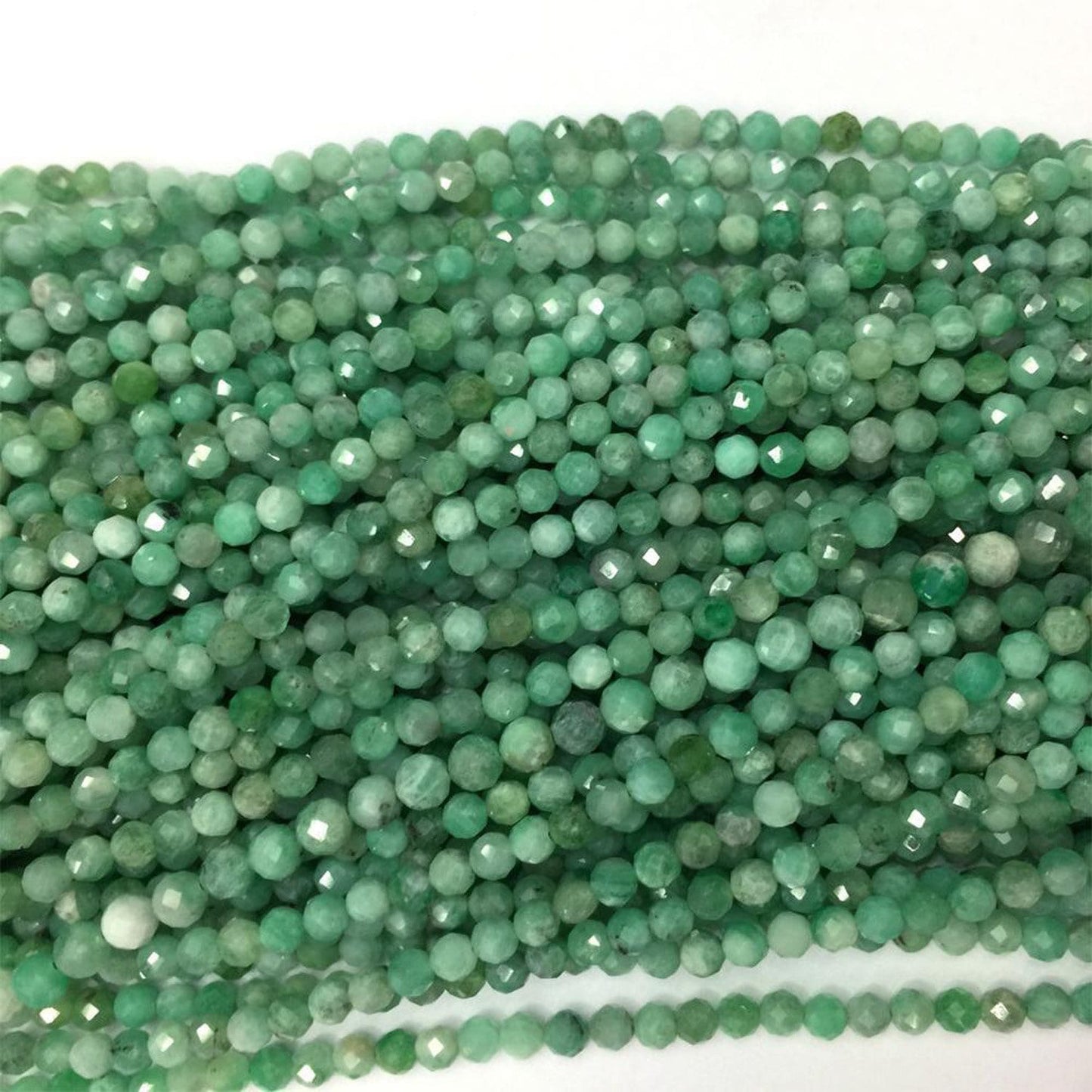 Emerald Faceted Beads  2mm 3mm 15''