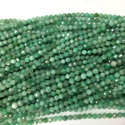 Emerald Faceted Beads  2mm 3mm 15''
