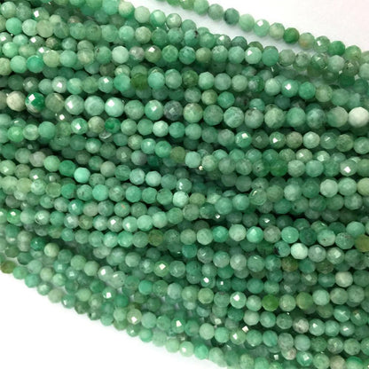 Emerald Faceted Beads  2mm 3mm 15''