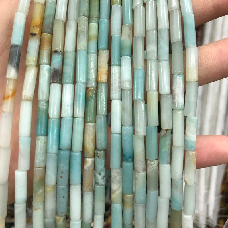 Perles en tube d'amazonite 4x13 mm 15''
