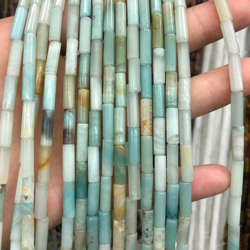 Perles en tube d'amazonite 4x13 mm 15''