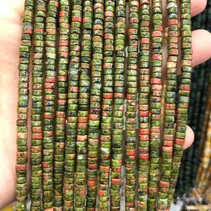 2x4mm Unakite Rondelle Beads 15''