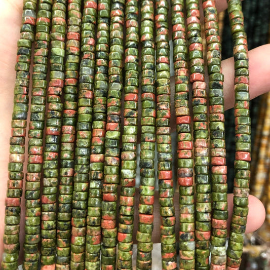 2x4mm Unakite Rondelle Beads 15''