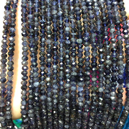 Perles rondelles à facettes en iolite 2x3mm 3x4mm 15''