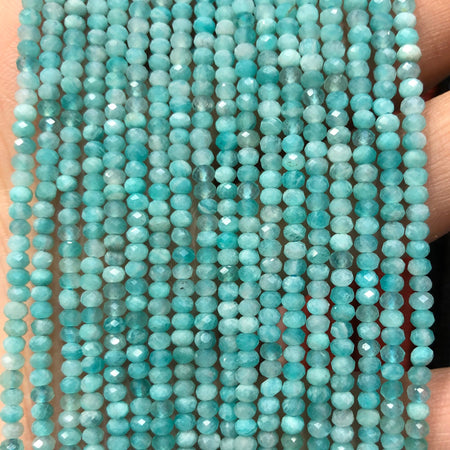 Amazonite verte rondelle facettée 2x3mm 15''
