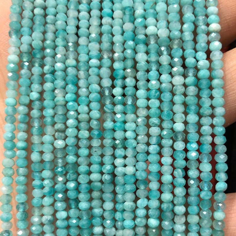 Amazonite verte rondelle facettée 2x3mm 15''