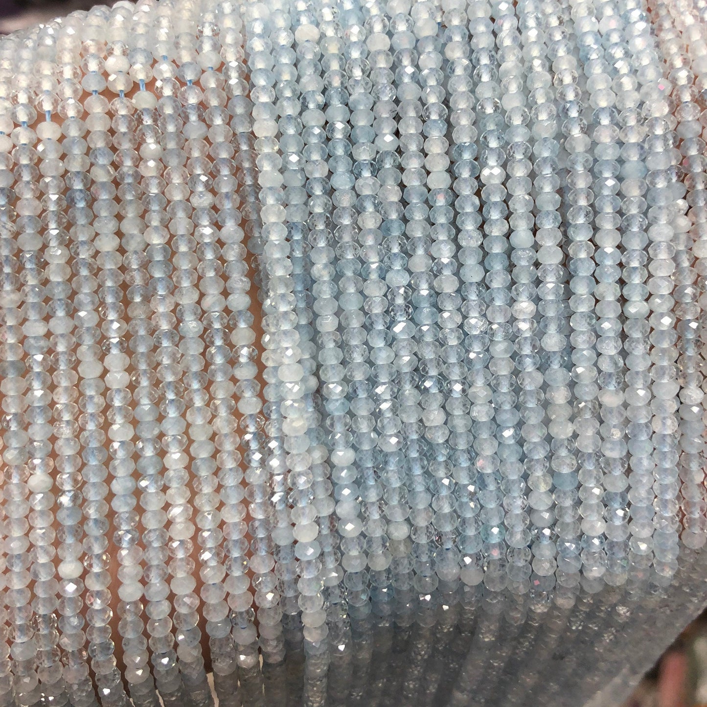 Aquamarine Rondelle Faceted Beads 2x3mm 15''