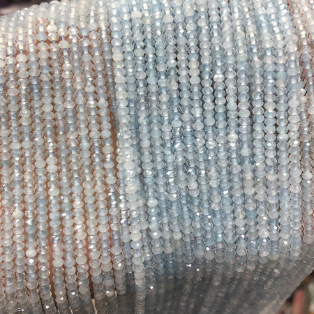 Perles à facettes en aigue-marine 2x3 mm 15''