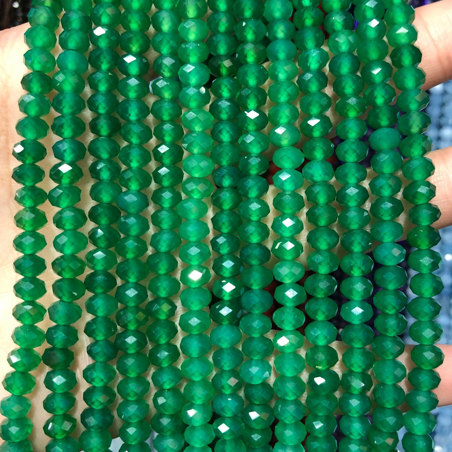 Green Agate Nice Cut Rondelle Faceted Beads 2x3mm 4x6mm 15''