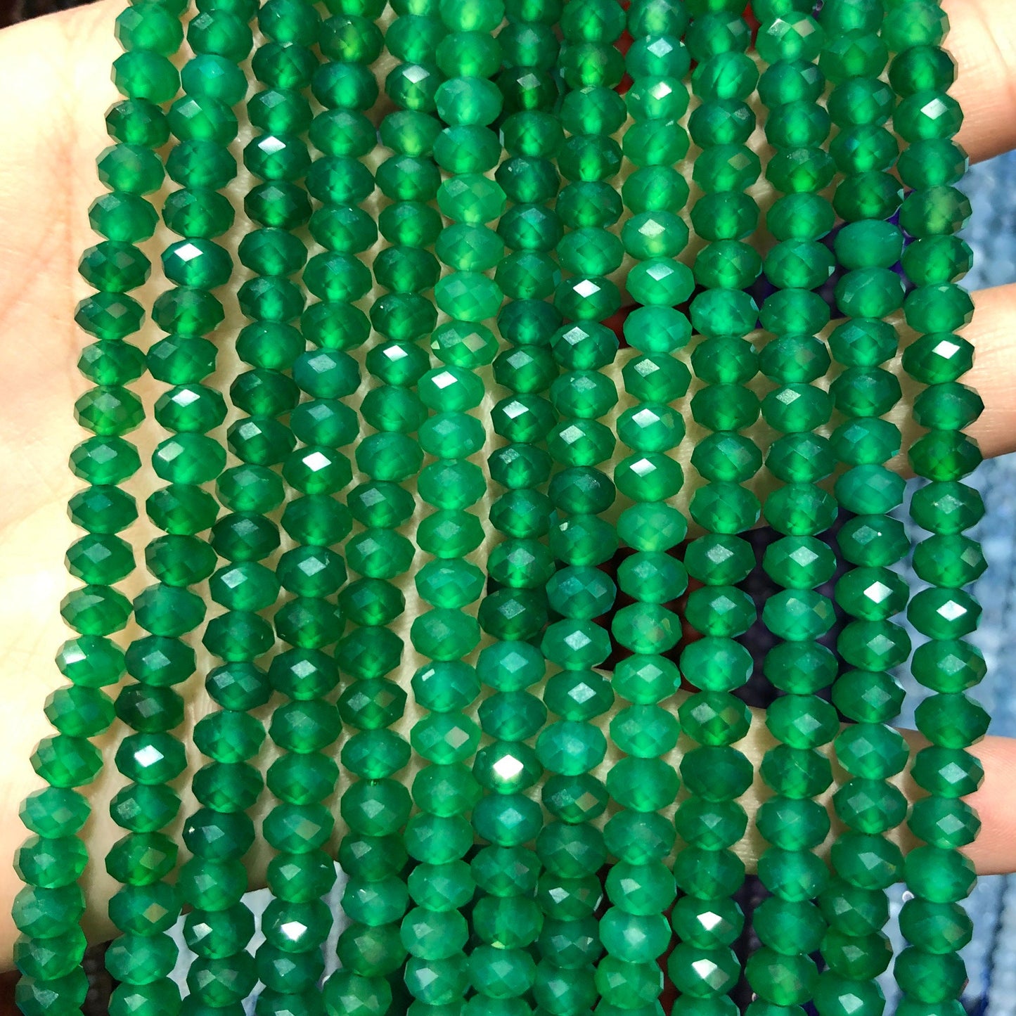 Green Agate Nice Cut Rondelle Faceted Beads 2x3mm 4x6mm 15''