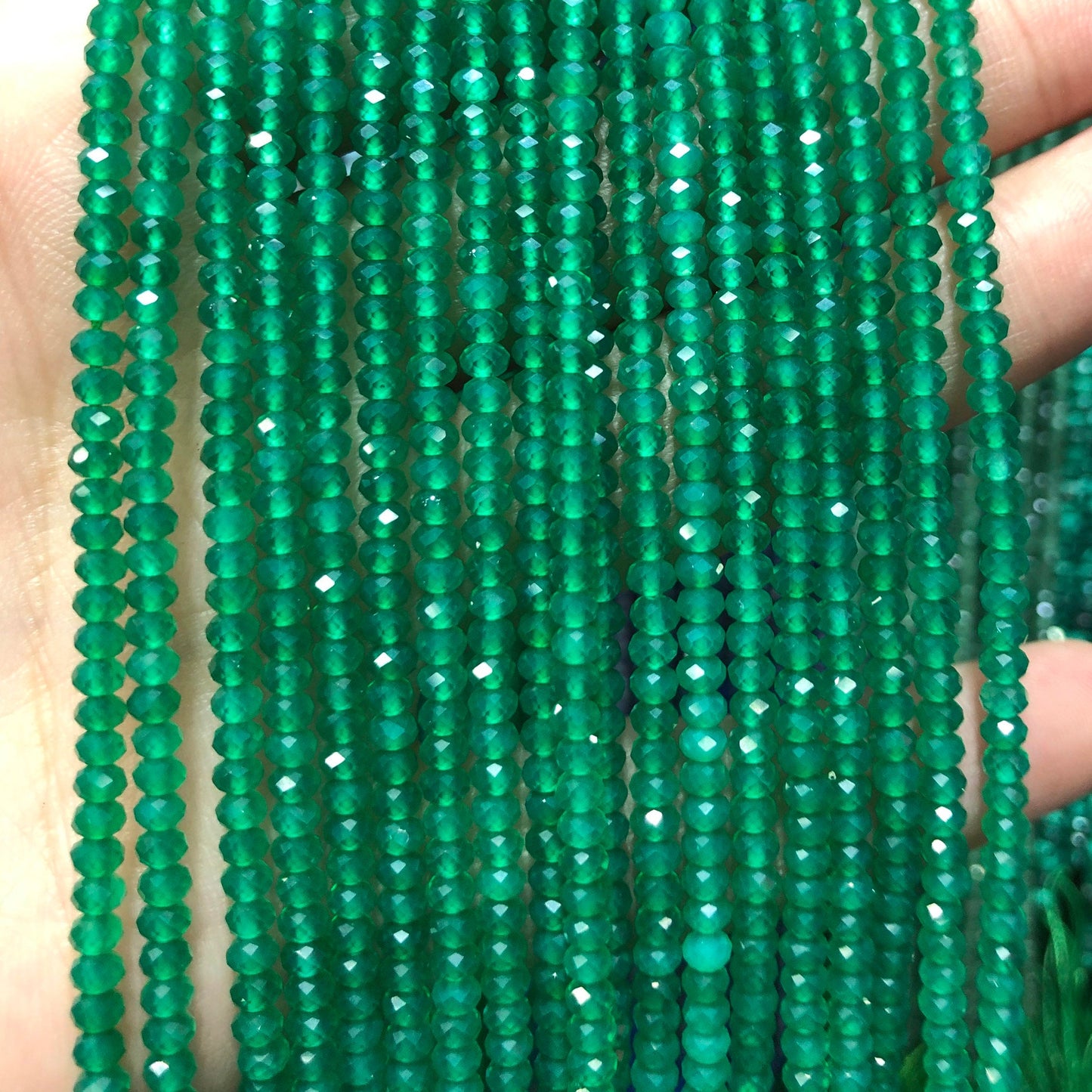 Green Agate Nice Cut Rondelle Faceted Beads 2x3mm 4x6mm 15''