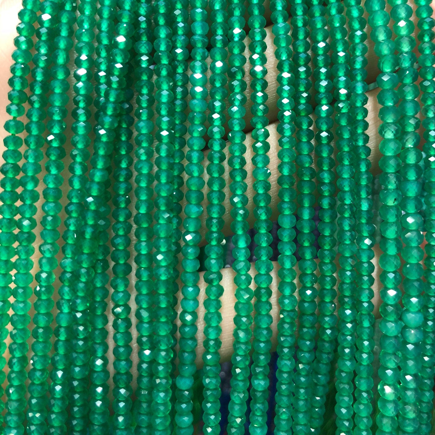 Green Agate Nice Cut Rondelle Faceted Beads 2x3mm 4x6mm 15''