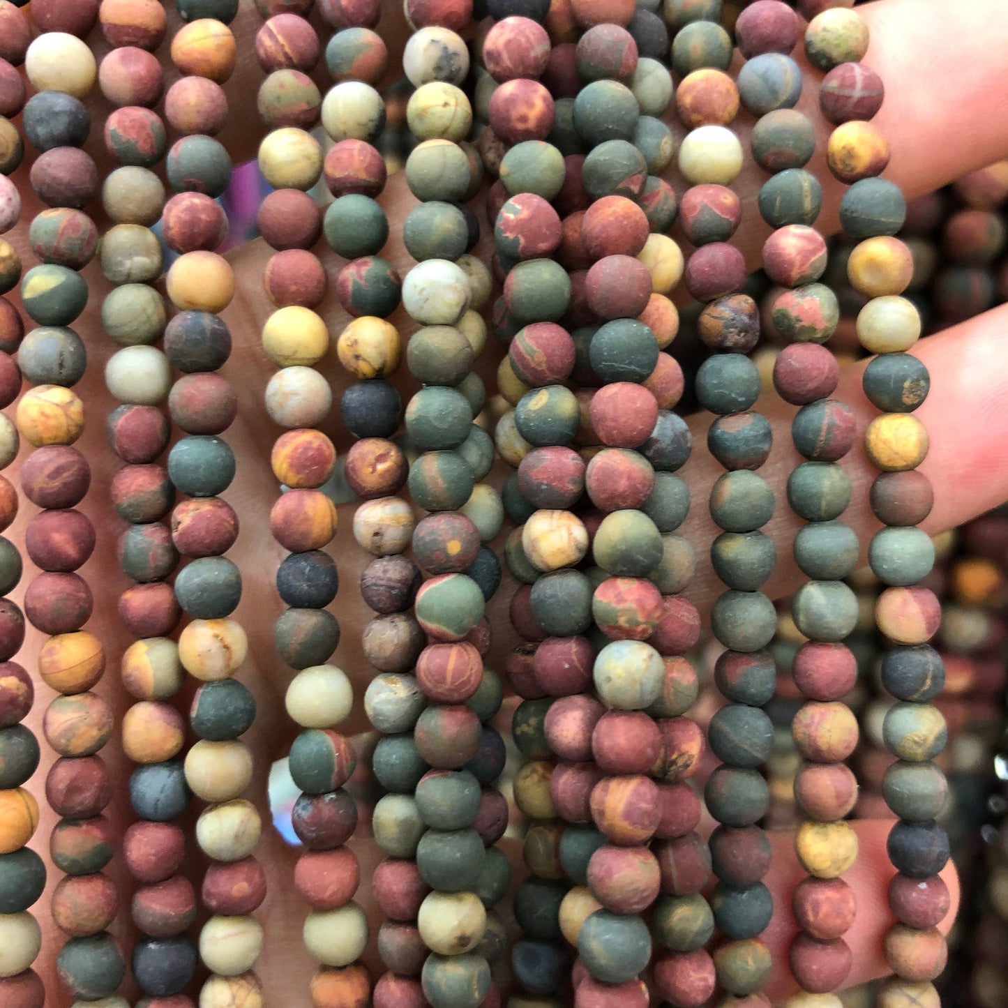 Picasso Jaspis mat, naturlig ædelsten, rund jaspis sten 4mm 6mm 8mm 10mm 12mm 15''